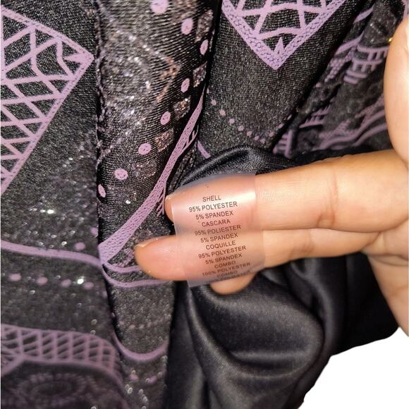 Vince Camuto Women's Black Purple Geometric Print Glitter Shift Dress 14 - Picture 13 of 16